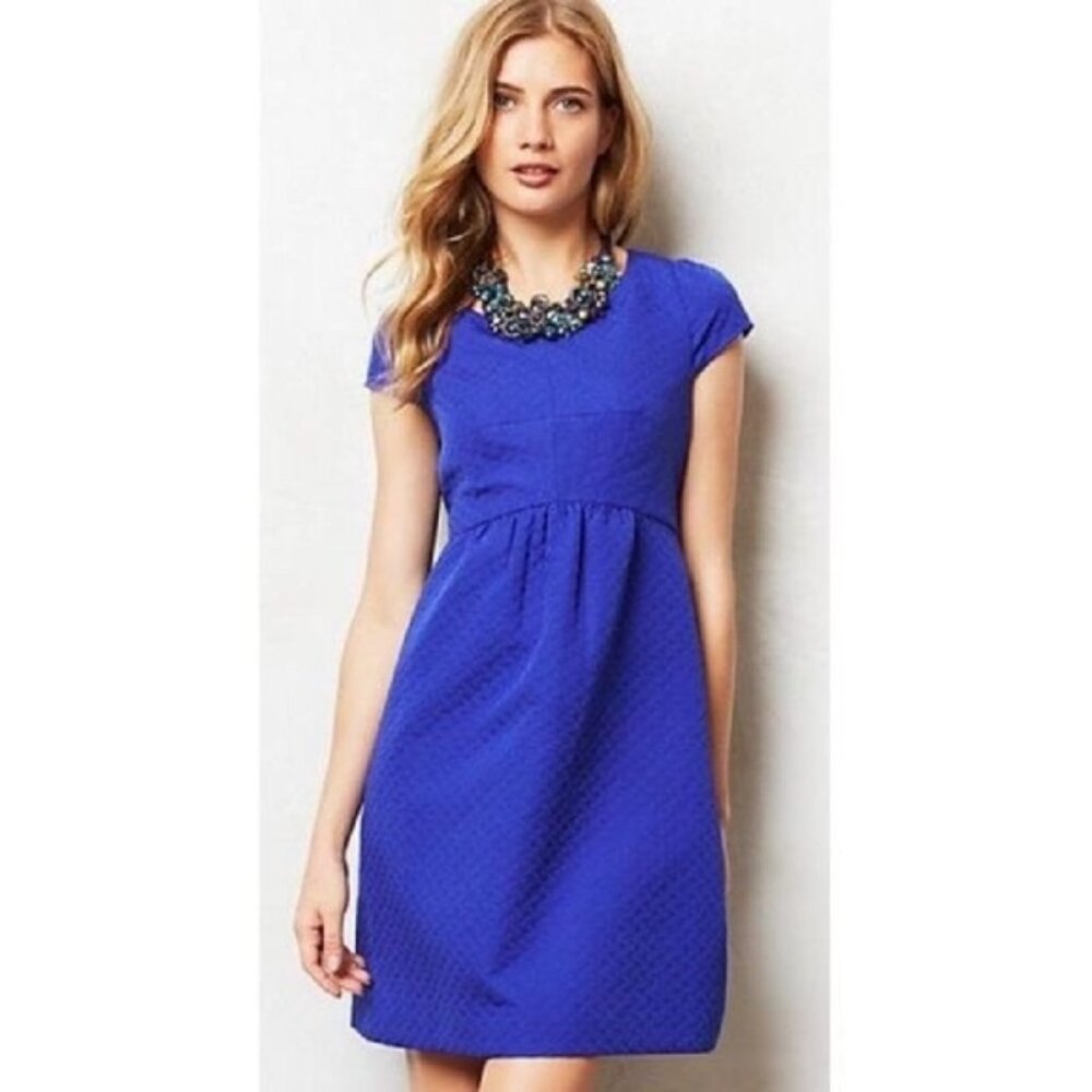 Blue Anthropologie HD in Paris Cap Sleeve Dress